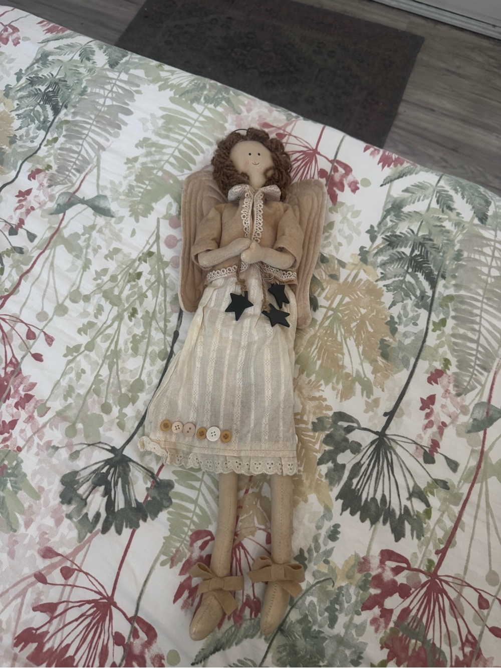 Handcrafted Beige Angel Doll Décor - Neutral Fabric Home Accent